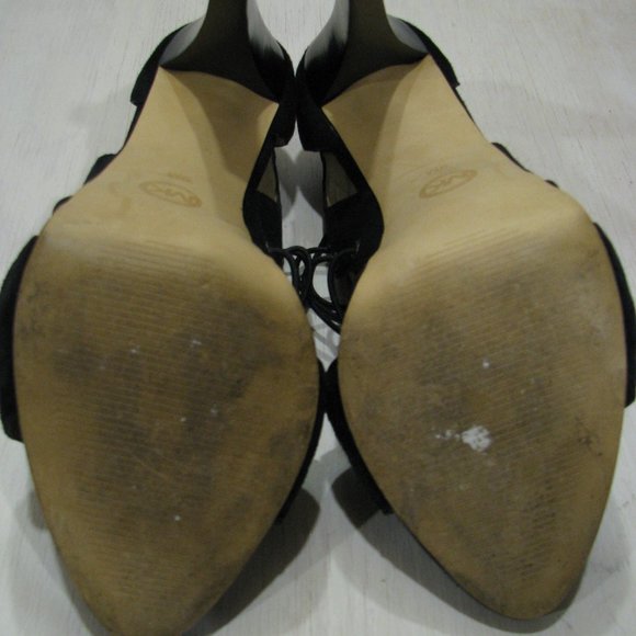 Authentic Michael Kors High Heels Jillian Open Toe Black Suede Shoes (Size 9) - Picture 7 of 9